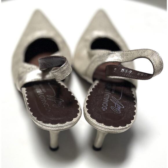 Donald J Pliner 9 Kitten Heel Pointy Heel Strap White Shiny Pearl Beauties - Picture 4 of 10